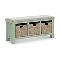 Penzance Stone Grey Storage Bench with Baskets from Roseland Furniture