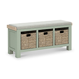 Penzance Stone Grey Storage Bench with Baskets from Roseland Furniture