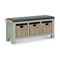 Penzance Stone Grey Storage Bench with Baskets from Roseland Furniture