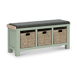 Penzance Stone Grey Storage Bench with Baskets from Roseland Furniture