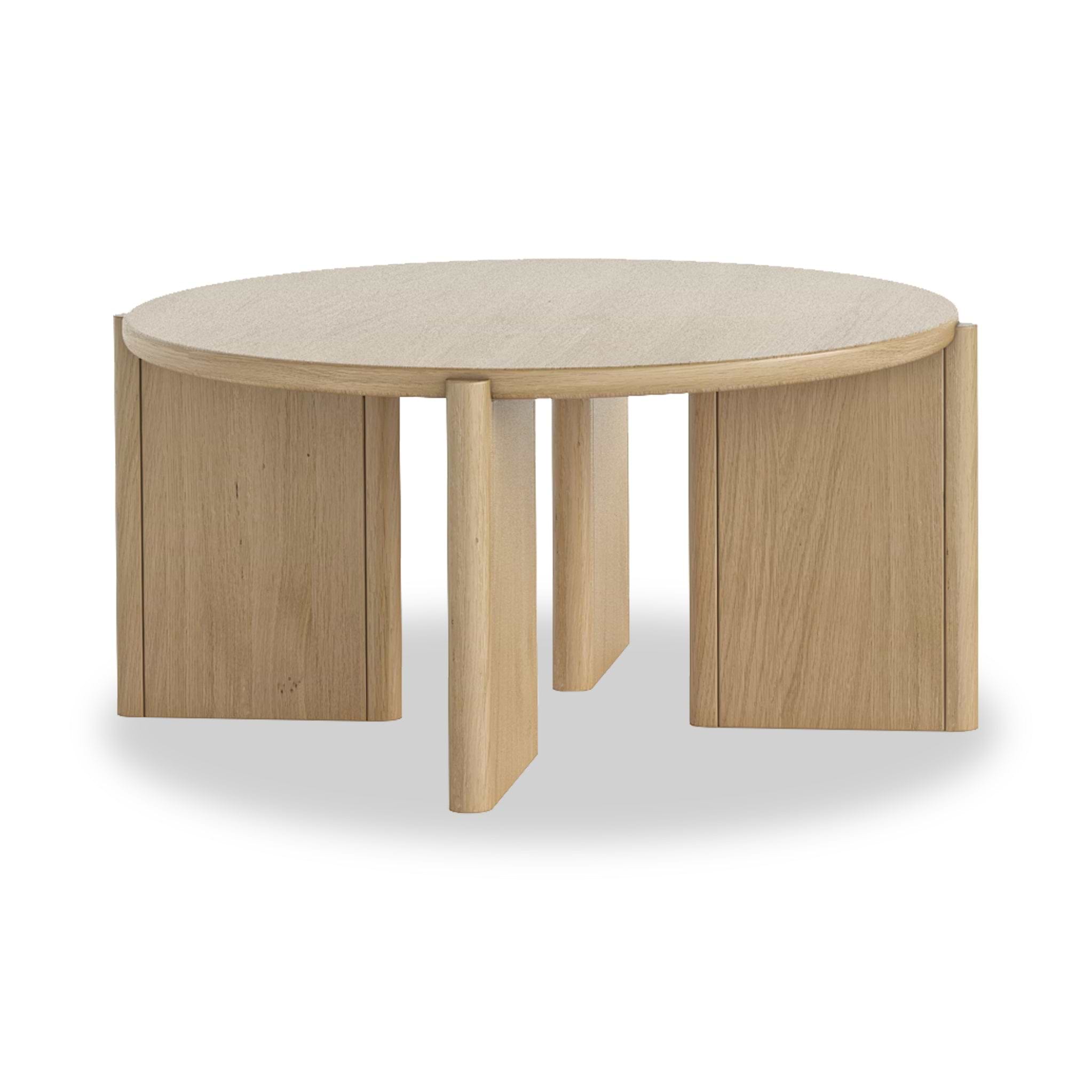 Whitstone Light Oak Round Modern Coffee Table for Living Room