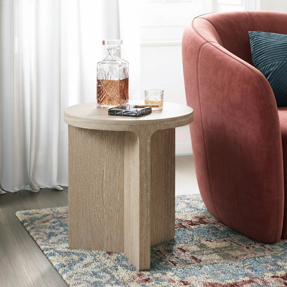 Mylor Washed Oak Side Table from Roseland Furniture
