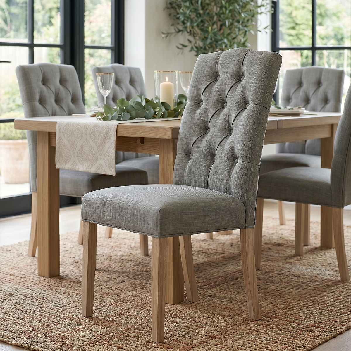 Penzance Grey Upholstered Dining Chair from Roseland Furniture