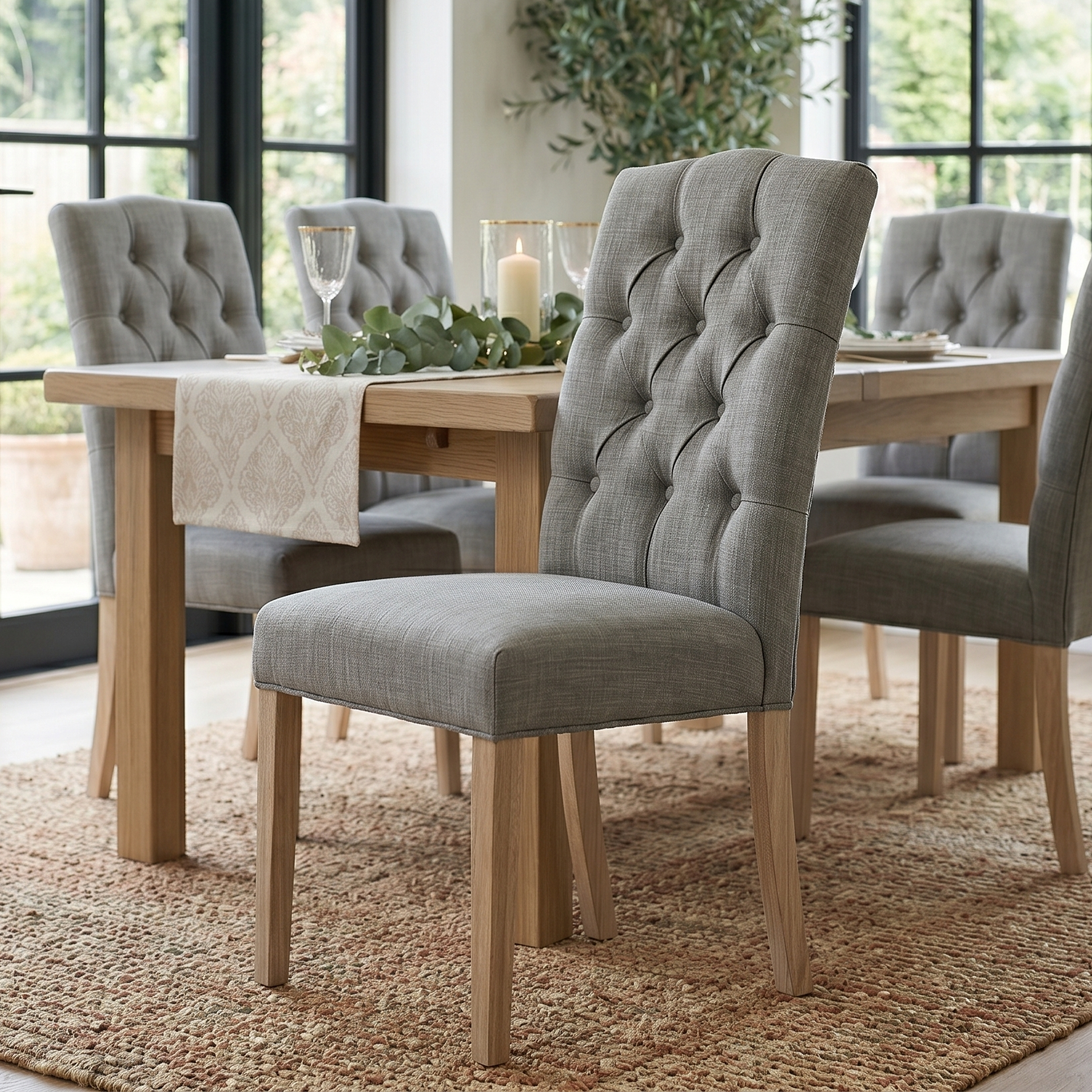 Penzance Grey Upholstered Dining Chair from Roseland Furniture