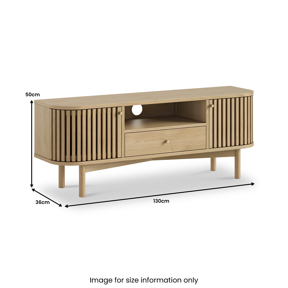 Finch Oak Slatted Wide TV Unit dimensions