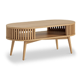 Shorwell Oak Slatted Open Shelf Oval Coffee Table from Roseland Furniture