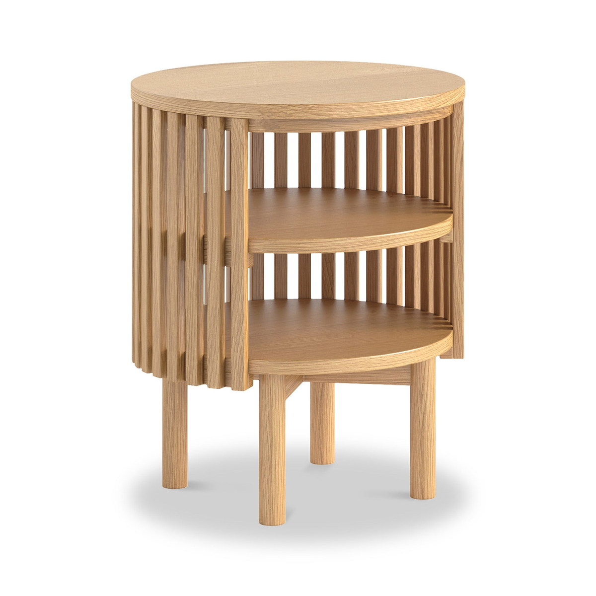 Shorwell Oak Slatted Open Shelf Side Table Oak from Roseland Furniture