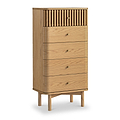 Shorwell Oak Slatted 5 Drawer Tallboy Chest from Roseland Furniture