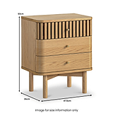 Shorwell Oak Slatted 3 Drawer Bedside from Roseland Furniture