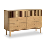 Shorwell Oak Slatted 6 Drawer Chest of Drawers from Roseland Furniture
