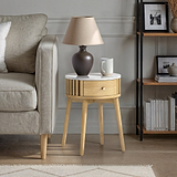 Shorwell Oak Marble 1 Drawer Side Table Natural from Roseland Furniture
