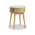 Shorwell Oak Marble 1 Drawer Side Table Natural from Roseland Furniture