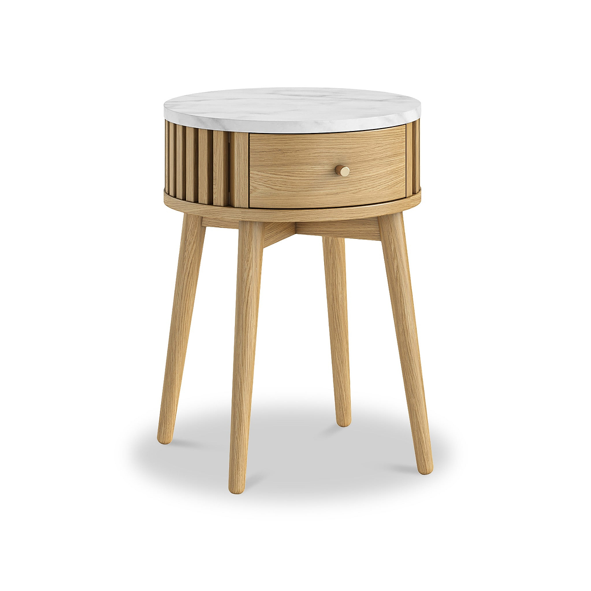 Shorwell Oak Marble 1 Drawer Side Table Natural from Roseland Furniture