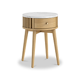 Shorwell Oak Marble 1 Drawer Side Table Natural from Roseland Furniture