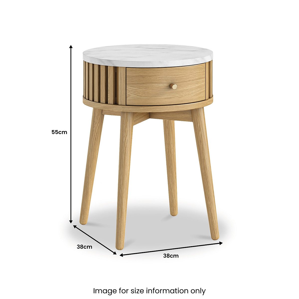 Shorwell Oak Marble 1 Drawer Side Table Natural from Roseland Furniture