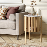 Shorwell Oak Marble 1 Door Side Table Natural from Roseland Furniture