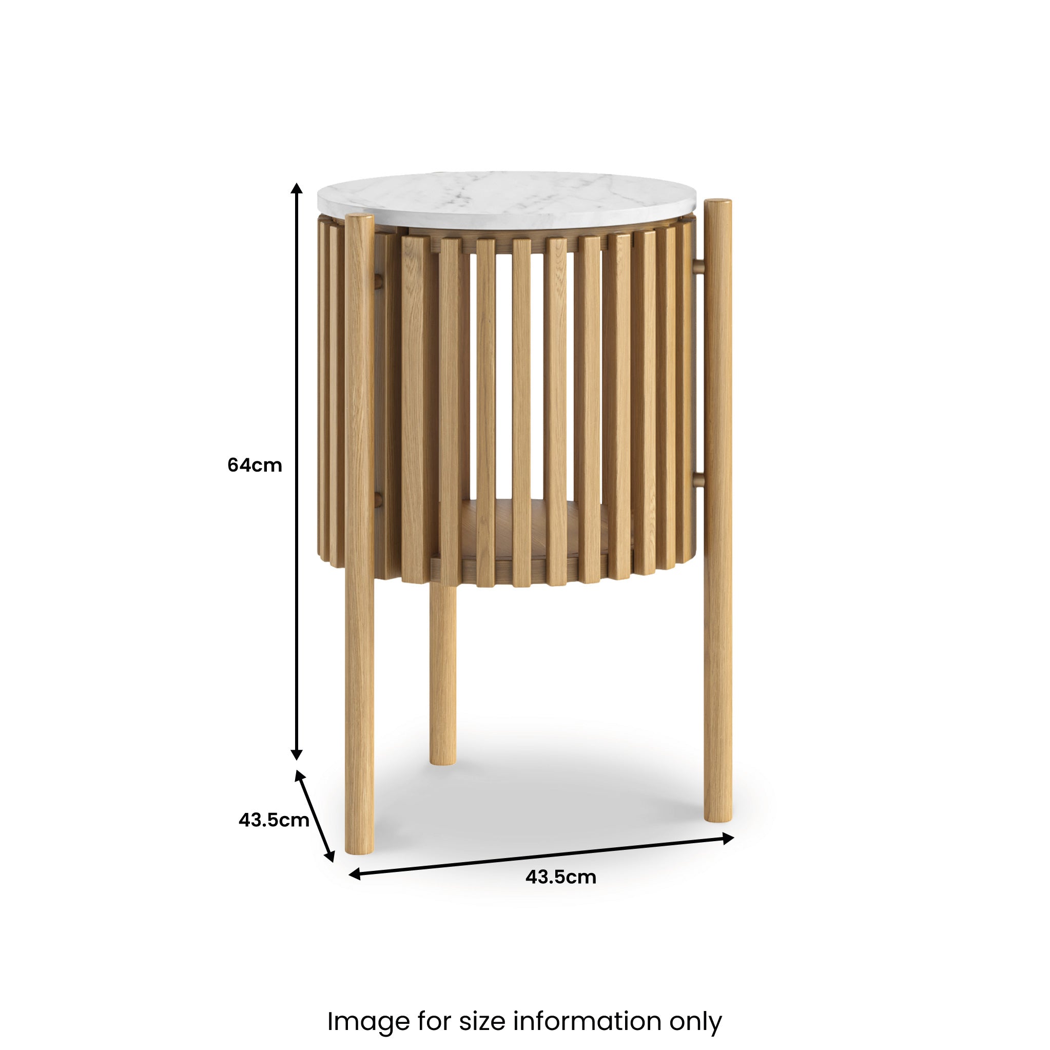 Shorwell Oak & Marble 1 Door Sofa Side Table for Living Room, Roseland