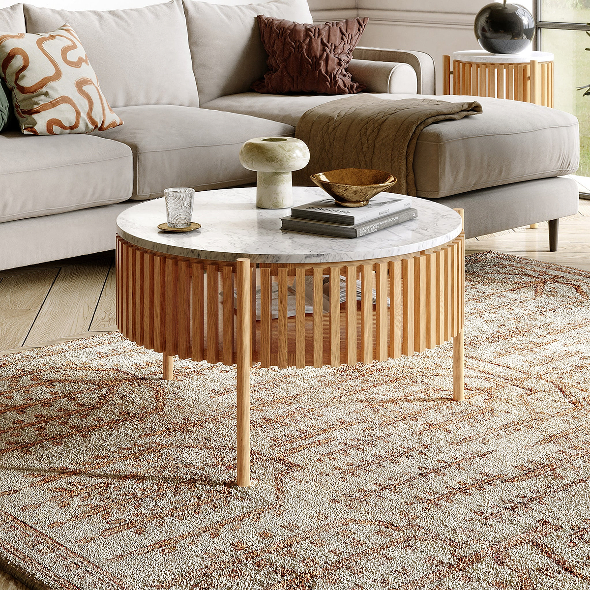 Shorwell Oak Marble 1 Door Coffee Table Natural from Roseland Furniture