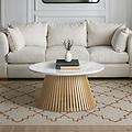 Shorwell Oak Marble 80cm Round Coffee Table Natural from Roseland Furniture
