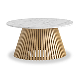 Shorwell Oak Marble 80cm Round Coffee Table Natural from Roseland Furniture
