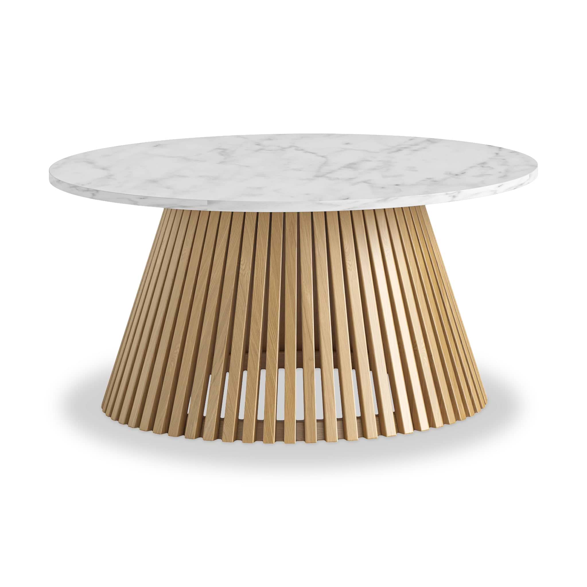 Shorwell Oak Marble 80cm Round Coffee Table Natural from Roseland Furniture