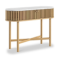 Shorwell Oak Marble Oval Console Table Natural from Roseland Furniture