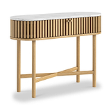 Shorwell Oak Marble Oval Console Table Natural from Roseland Furniture