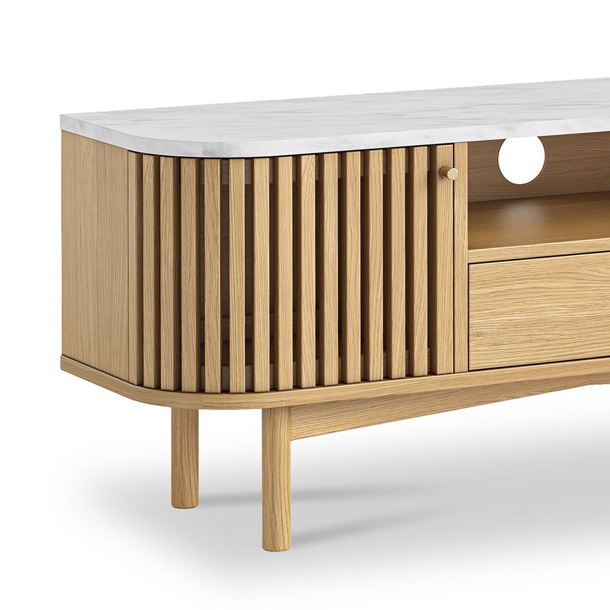 Shorwell Oak Marble 130cm TV Unit Natural from Roseland Furniture