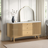 Shorwell Oak Marble 3 Drawer Sideboard Natural from Roseland Furniture