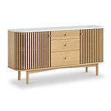 Shorwell Oak Marble 3 Drawer Sideboard Natural from Roseland Furniture