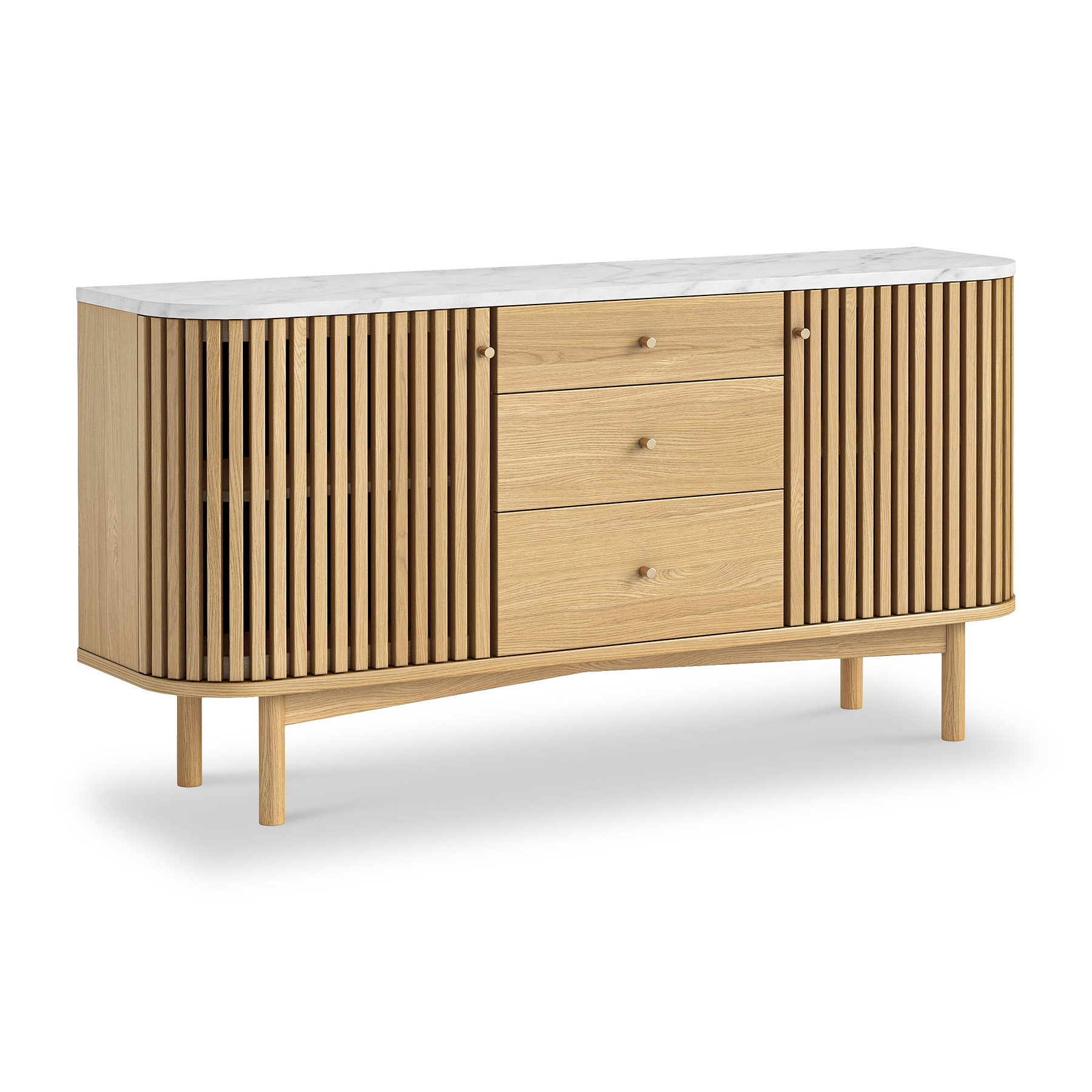 Shorwell Oak Marble 3 Drawer Sideboard Natural from Roseland Furniture