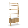Shorwell Oak Marble Bookcase With 2 Door Slatted Cupboard Natural Life1 from Roseland Furniture