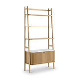 Shorwell Oak Marble Bookcase With 2 Door Slatted Cupboard Natural Life1 from Roseland Furniture