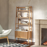 Shorwell Oak Marble Bookcase With 2 Door Slatted Cupboard Natural Life1 from Roseland Furniture