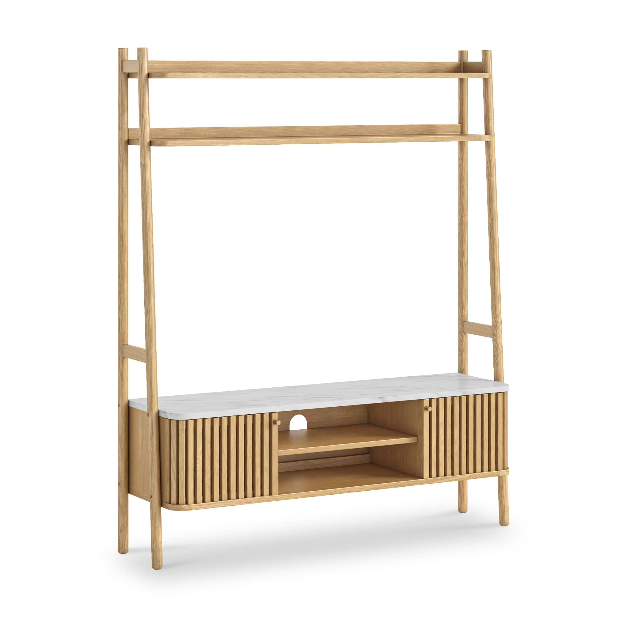 Shorwell Oak Marble Small Ladder TV Unit Natural from Roseland Furniture