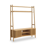 Shorwell Oak Slatted Small TV Ladder Unit Oak from Roseland Furniture