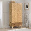 Shorwell Oak Slatted Double Wardrobe With Drawer from Roseland Furniture