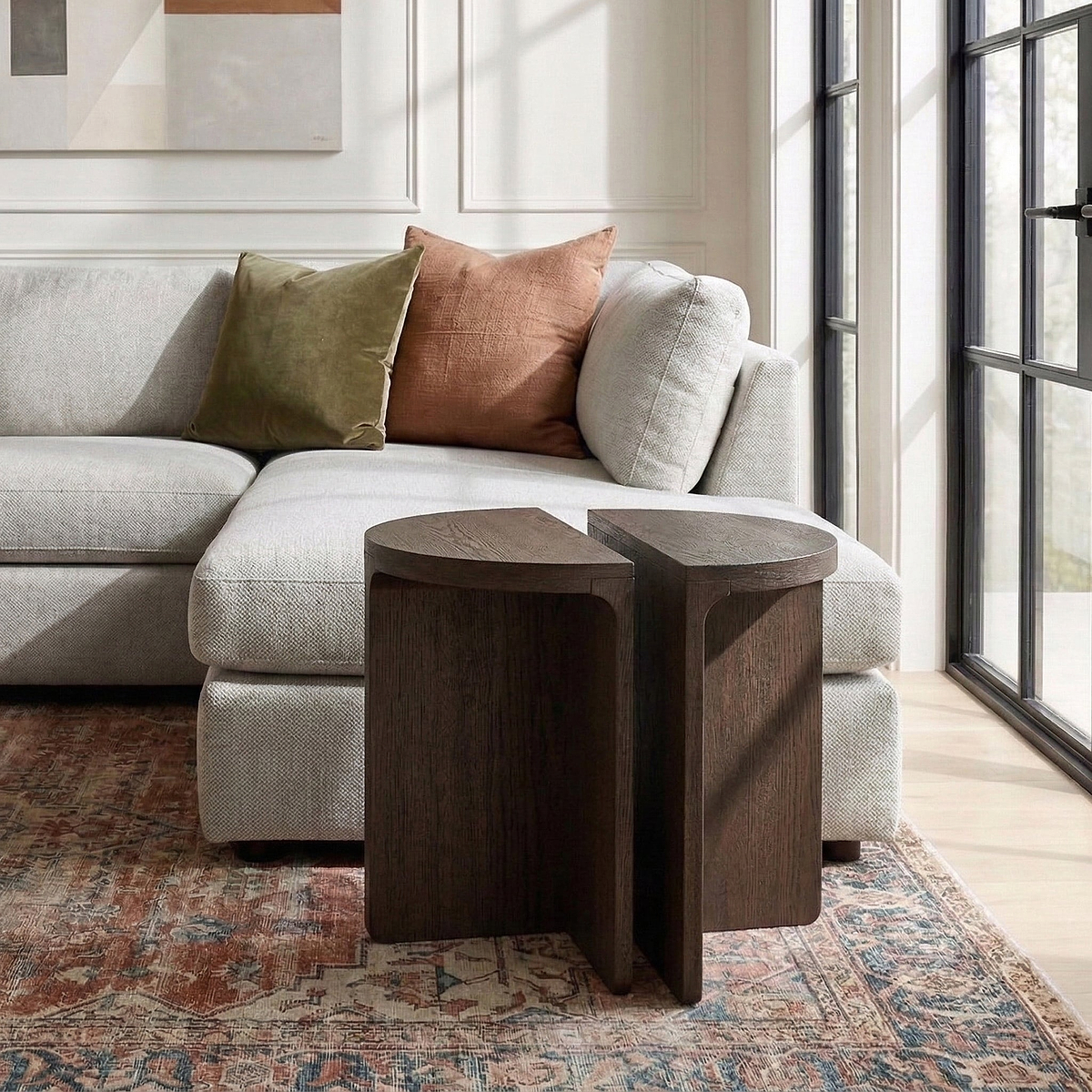 Mylor Oak Half Moon Nest of Tables from Roseland Furniture