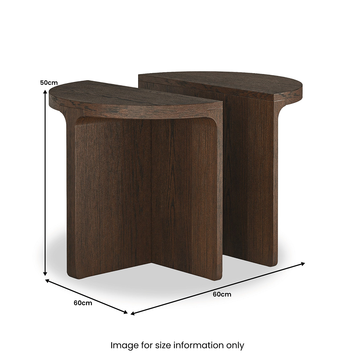 Mylor Oak Half Moon Nest of Tables from Roseland Furniture