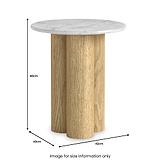 Nyssa Marble Top Columned Side Table dimensions