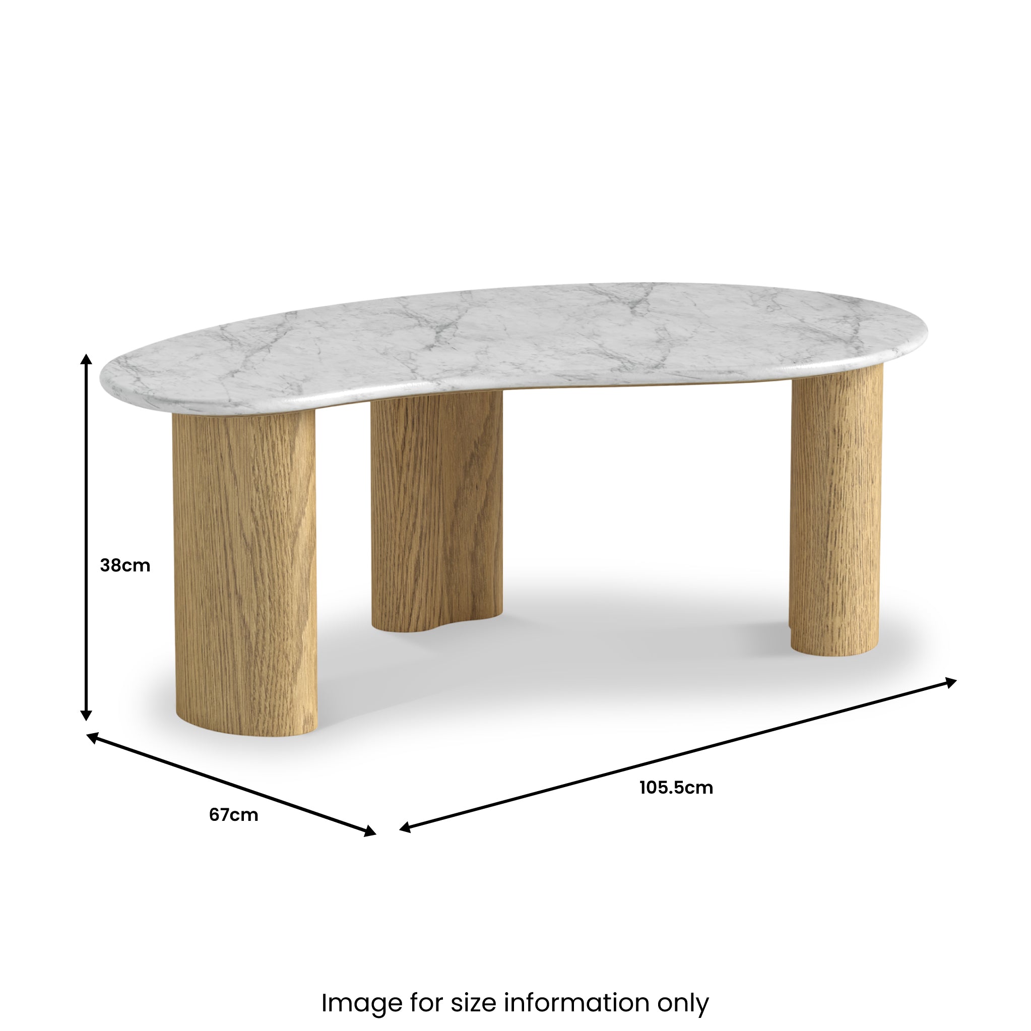 Nyssa Oak Tear Drop Coffee Table with Real Marble Top | Roseland