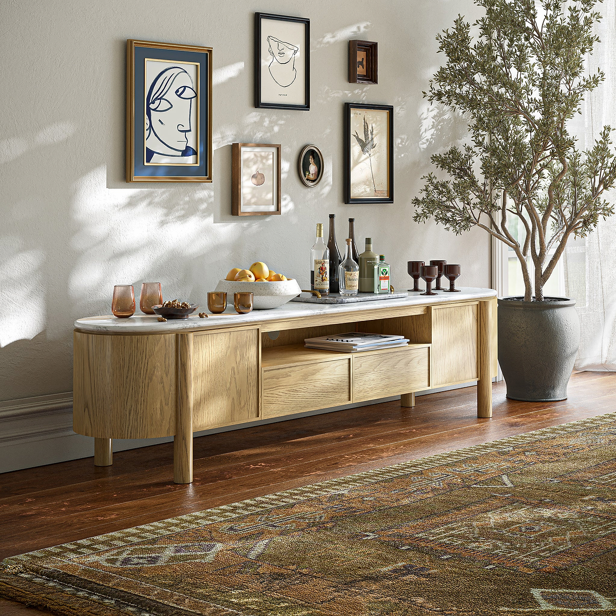 Nyssa Marble Top 210cm TV Unit from Roseland Furniture