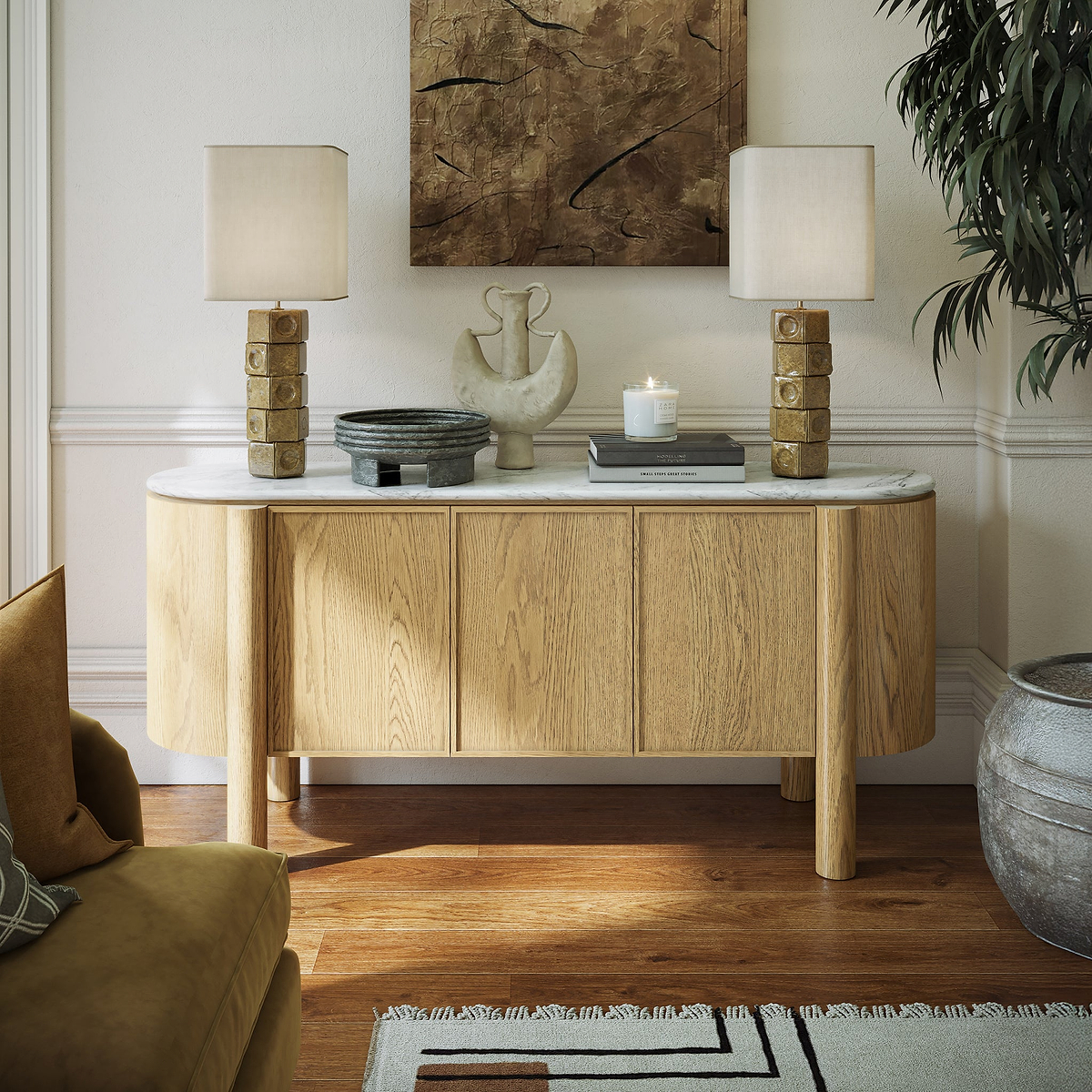 Nyssa Marble Top Large Sideboard from Roseland Furniture