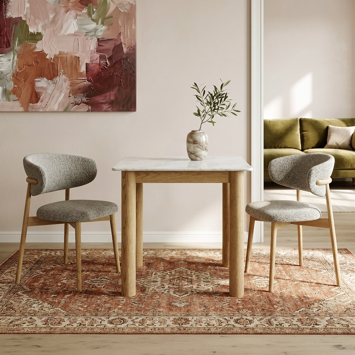 Nyssa Marble Top 80cm Square Dining Table from Roseland Furniture