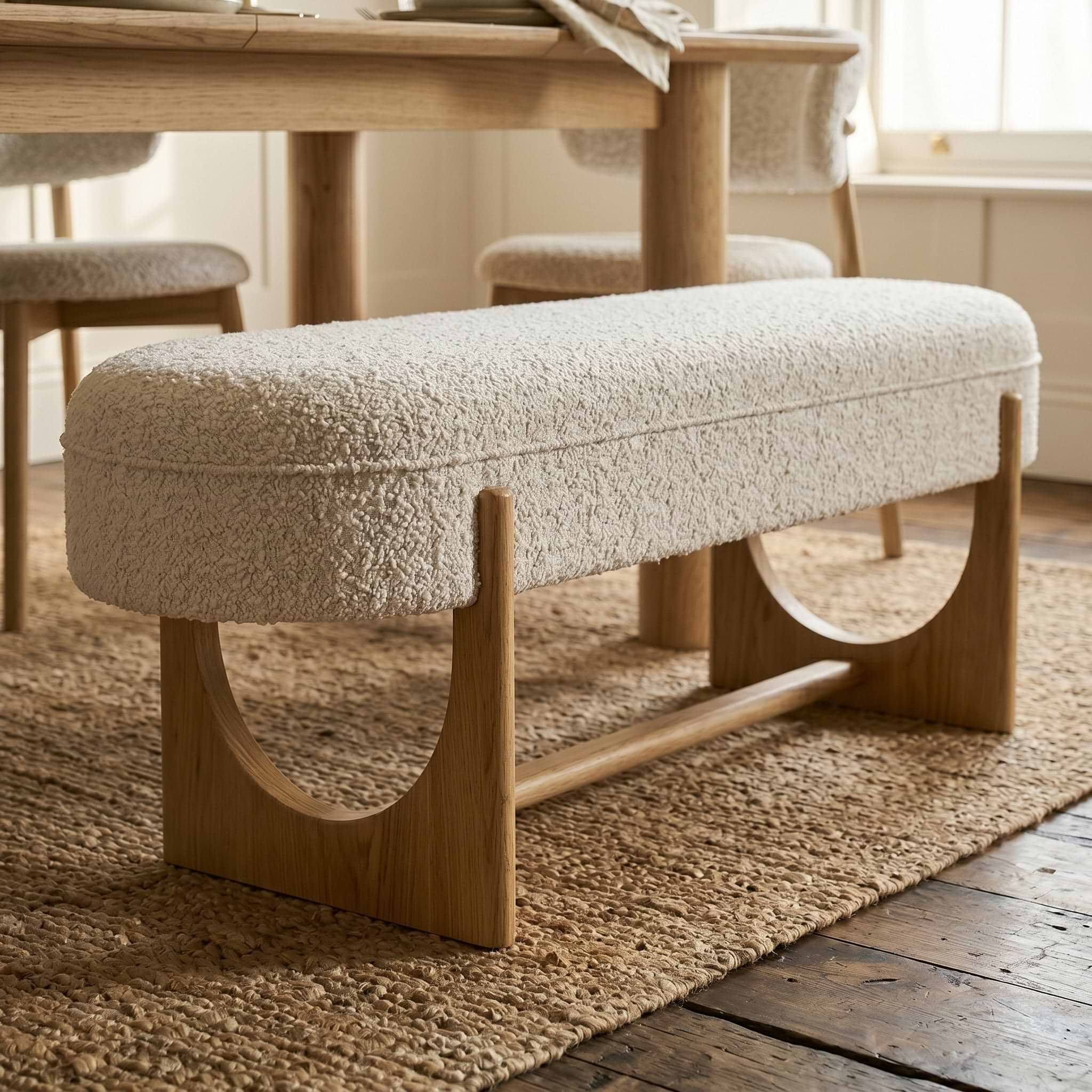 Nyssa Boucle 150cm Dining Bench from Roseland Furniture