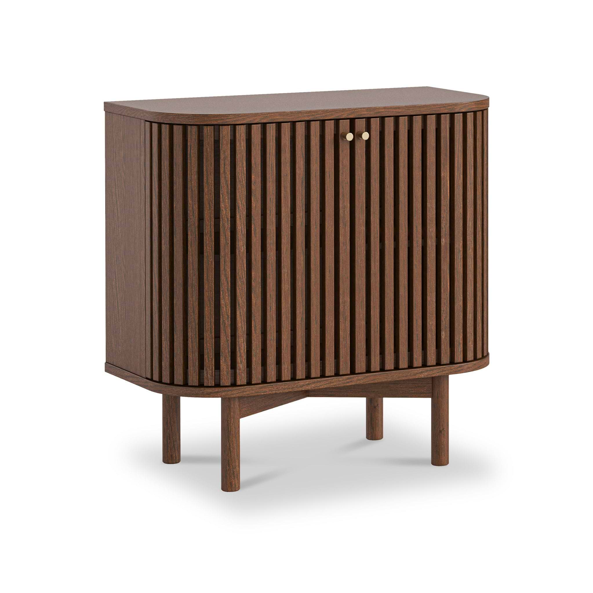 Shorwell Dark Oak Slatted 2 Door Compact Cupboard | Roseland