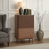 Shorwell Oak Slatted 2 Drawer 2 Door Cabinet Dark Stain from Roseland Furniture