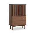 Shorwell Oak Slatted 2 Drawer 2 Door Cabinet Dark Stain from Roseland Furniture