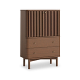 Shorwell Oak Slatted 2 Drawer 2 Door Cabinet Dark Stain from Roseland Furniture