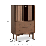 Shorwell Oak Slatted 2 Drawer 2 Door Cabinet Dark Stain from Roseland Furniture